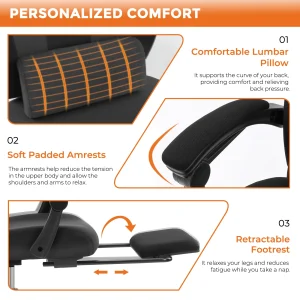 Ergonomic Reclining Gaming Office Chair - Thumbnail Image 6