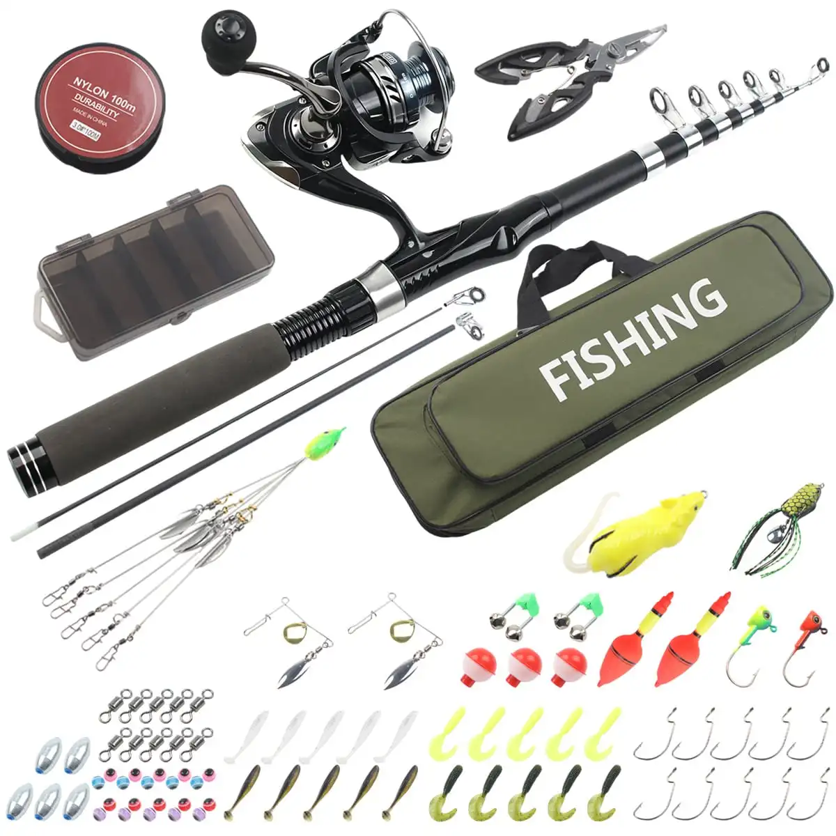 86-Piece Telescopic Fishing Rod & Reel Combo Kit - Image 1