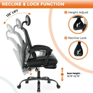 Ergonomic Reclining Gaming Office Chair - Thumbnail Image 5