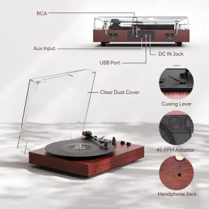 Bluetooth Vintage Audio Turntables - Thumbnail Image 7
