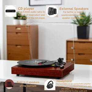 Bluetooth Vintage Audio Turntables - Thumbnail Image 5