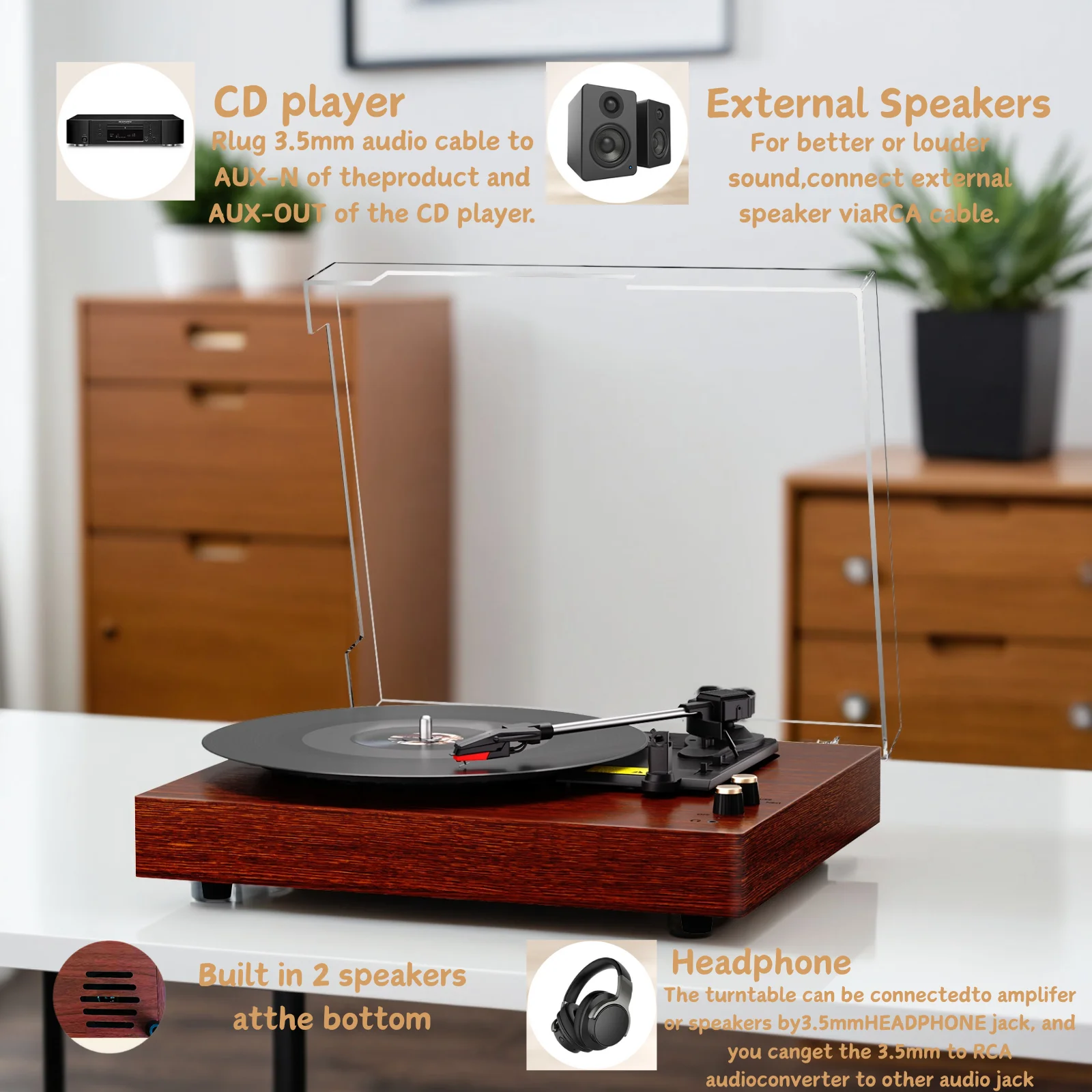 Bluetooth Vintage Audio Turntables - Image 5