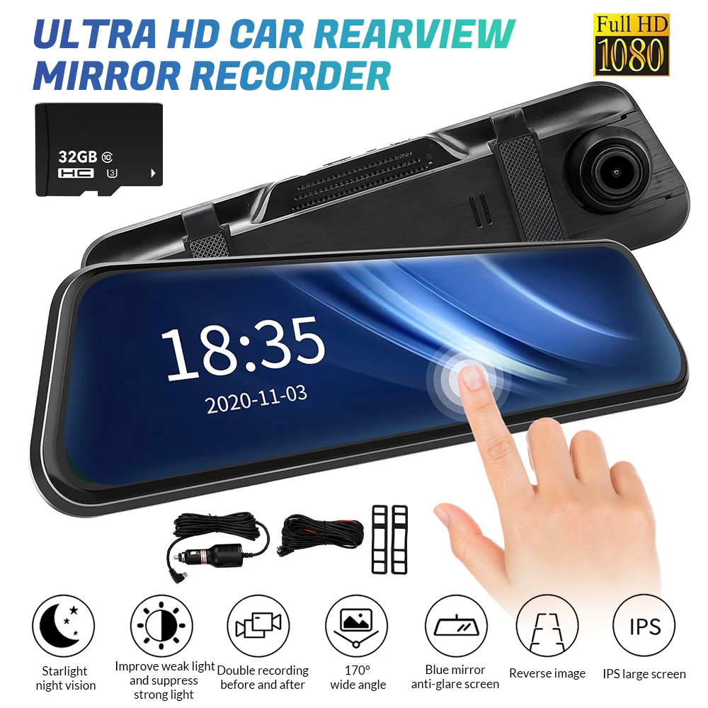 1080P Full HD Rearview Mirror Dash Cam - Image 1